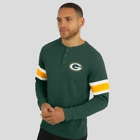 T-shirt Henley à manches longues raglan en tricot gaufré pour homme de la collection Darius Rucker par Fanatics Green des Bay Packers