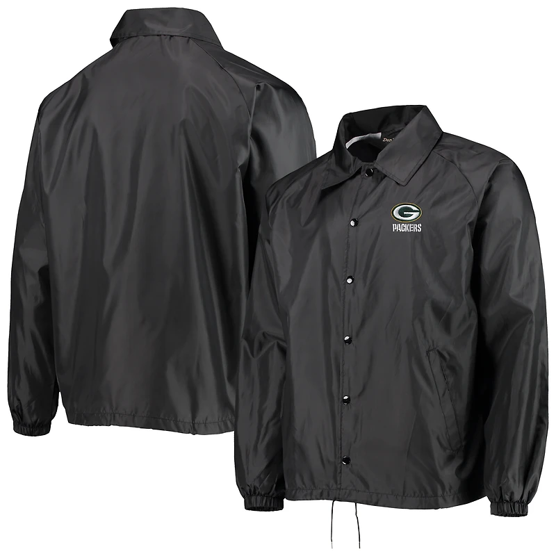 Dunbrooke Black Green Bay Packers Coaches Veste coupe-vent raglan classique à boutons-pression pour homme