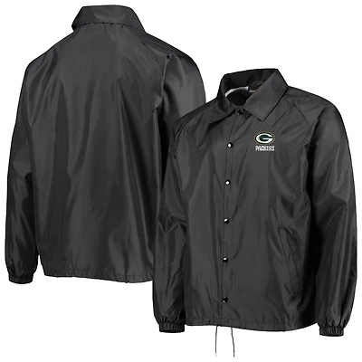 Dunbrooke Black Green Bay Packers Coaches Veste coupe-vent raglan classique à boutons-pression pour homme