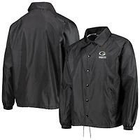 Dunbrooke Black Green Bay Packers Coaches Veste coupe-vent raglan classique à boutons-pression pour homme