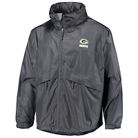 Dunbrooke Graphite Green Bay Packers Circle Sportsman Veste imperméable compressible légère à fermeture éclair intégrale pour homme