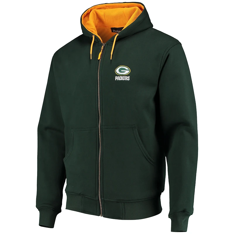 Dunbrooke Green Bay Packers Craftsman Sweat à capuche entièrement zippé avec doublure thermique pour homme