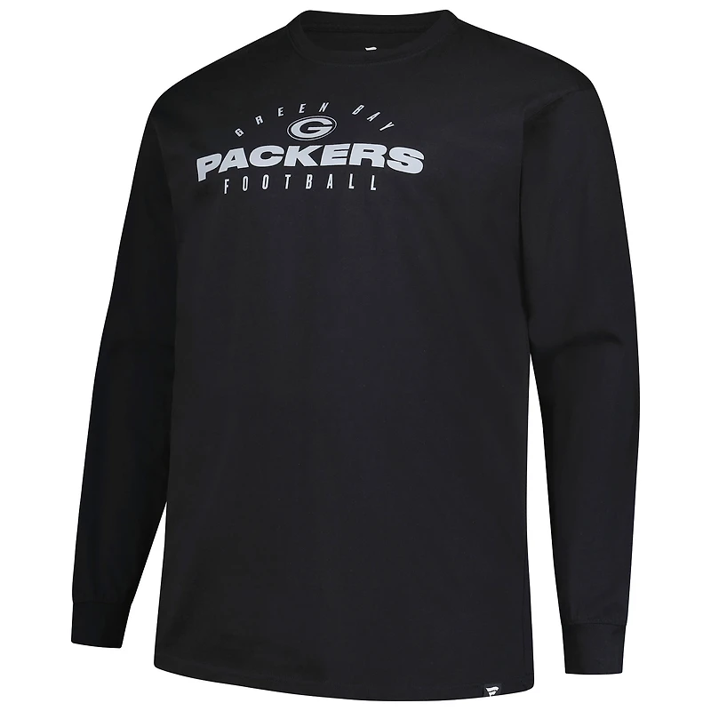 T-shirt à manches longues Fanatics pour homme, noir, avec logo Big & Tall des Green Bay Packers