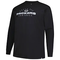 T-shirt à manches longues Fanatics pour homme, noir, avec logo Big & Tall des Green Bay Packers