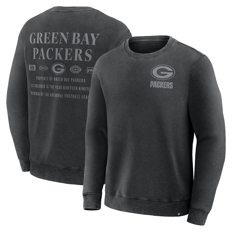 Men's Fanatics Black Green Bay Packers Deep Route Pullover Sweatshirt