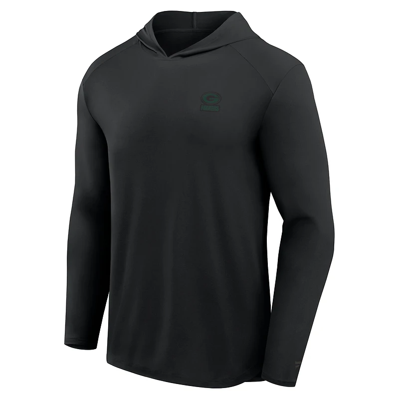 Men's Fanatics Black Green Bay Packers Front Office Power Mono Long Sleeve Hoodie T-Shirt