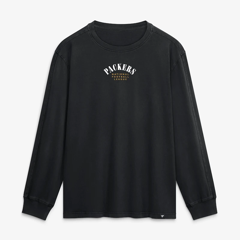 Men's Fanatics Black Green Bay Packers Fullback Drive Relaxed Fit Long Sleeve T-Shirt