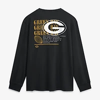 Men's Fanatics Black Green Bay Packers Fullback Drive Relaxed Fit Long Sleeve T-Shirt