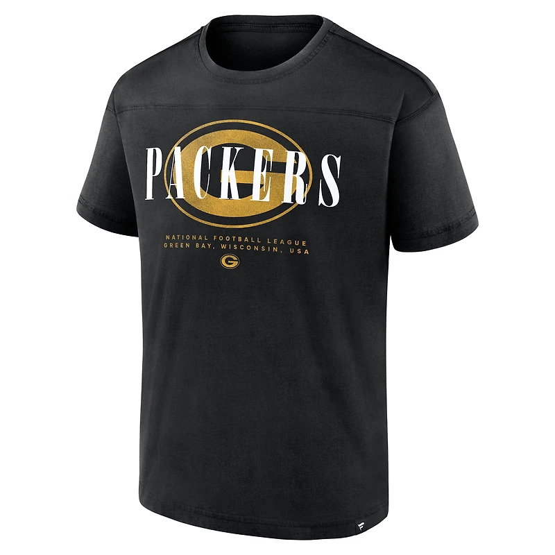 Men's Fanatics Black Green Bay Packers Relaxed Fashion T-Shirt