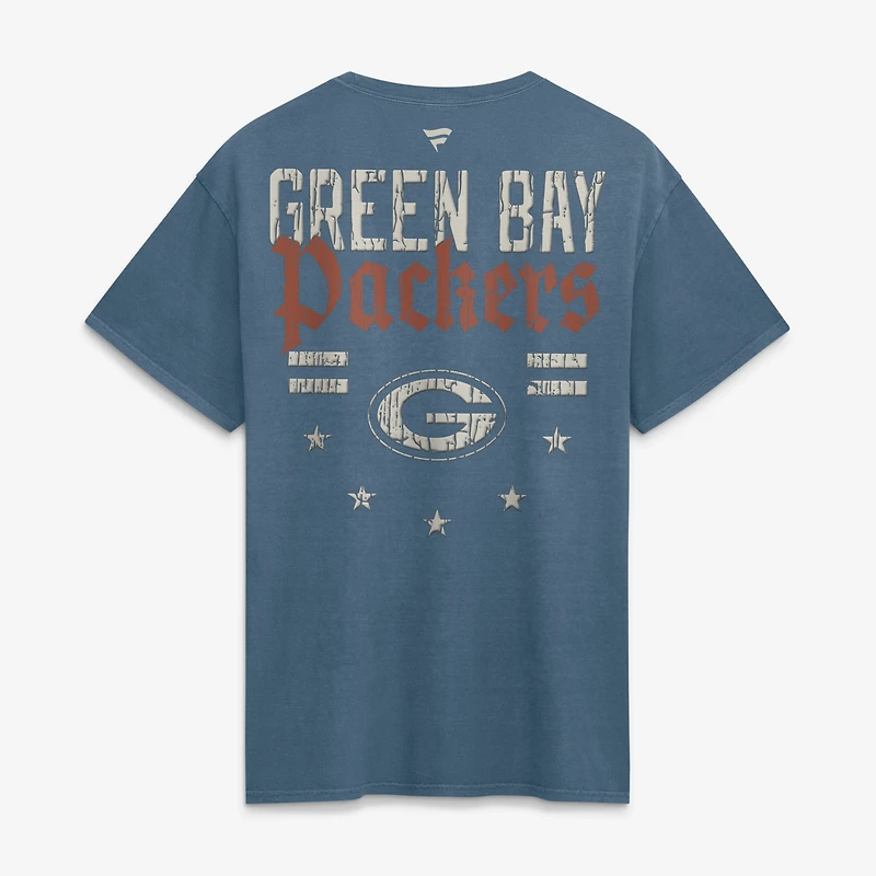 T-shirt Fanatics bleu Green Bay Packers pour homme, style américain délavé