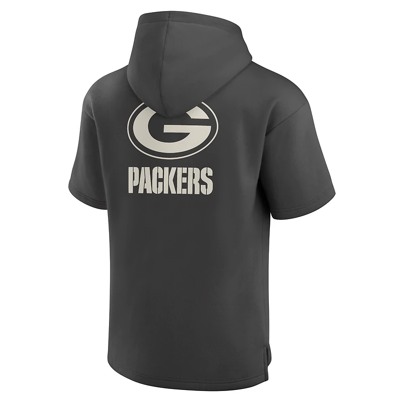 Sweat à capuche manches courtes pour homme Fanatics Charcoal Green Bay Packers Elements Future Ground Lettering