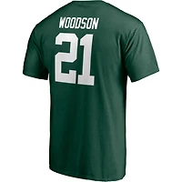 Fanatics pour hommes de marque Charles Woodson Green Bay Packers NFL Hall of Fame Classe 2021 Nom et numéro T-shirt