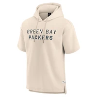 Men's Fanatics Cream Green Bay Packers Elements Future Ground Lettering Short Sleeve Pullover Hoodie