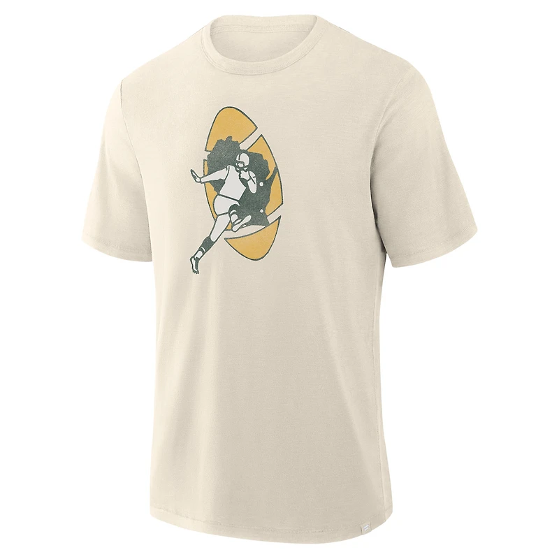 Men's Fanatics  Cream Green Bay Packers Slub T-Shirt