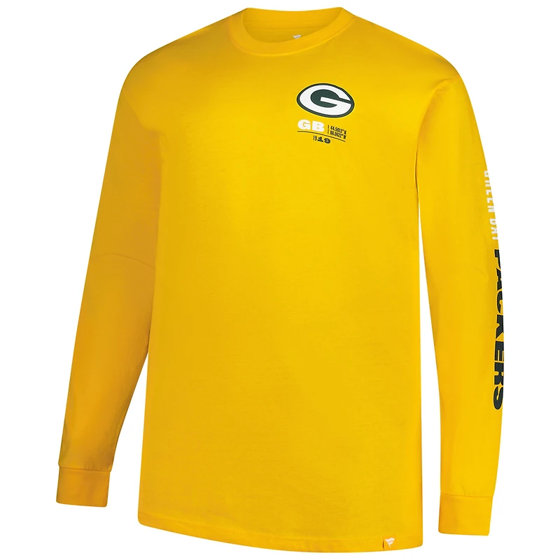 Men's Fanatics Gold Green Bay Packers Big & Tall Clock Management Legacy Long Sleeve T-Shirt