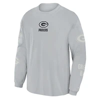 T-shirt à manches longues surdimensionné Green Bay Packers gris pour homme de la marque Fanatics