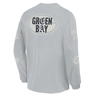 T-shirt à manches longues surdimensionné Green Bay Packers gris pour homme de la marque Fanatics