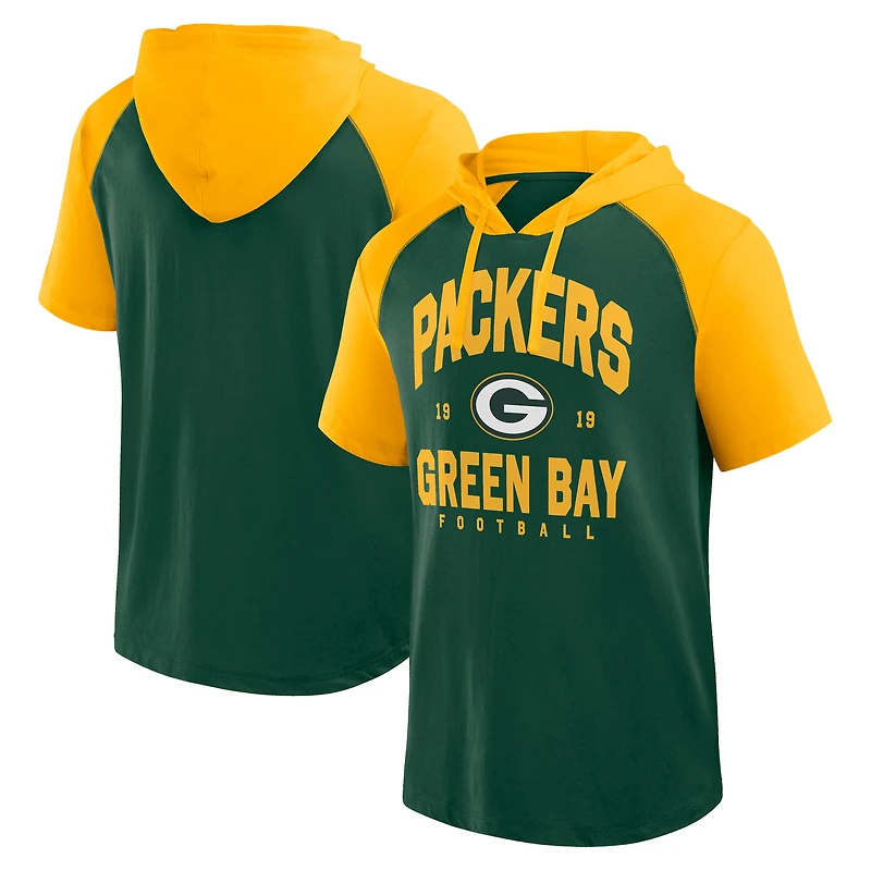 Men's Fanatics Green/Gold Green Bay Packers Prime Short Sleeve Pullover Hoodie