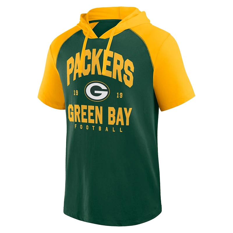 Men's Fanatics Green/Gold Green Bay Packers Prime Short Sleeve Pullover Hoodie