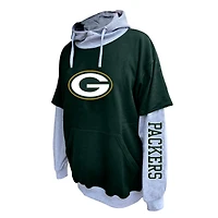 Sweat à capuche Fanatics Green Bay Packers Big & Tall Twofer pour homme, vert/gris chiné