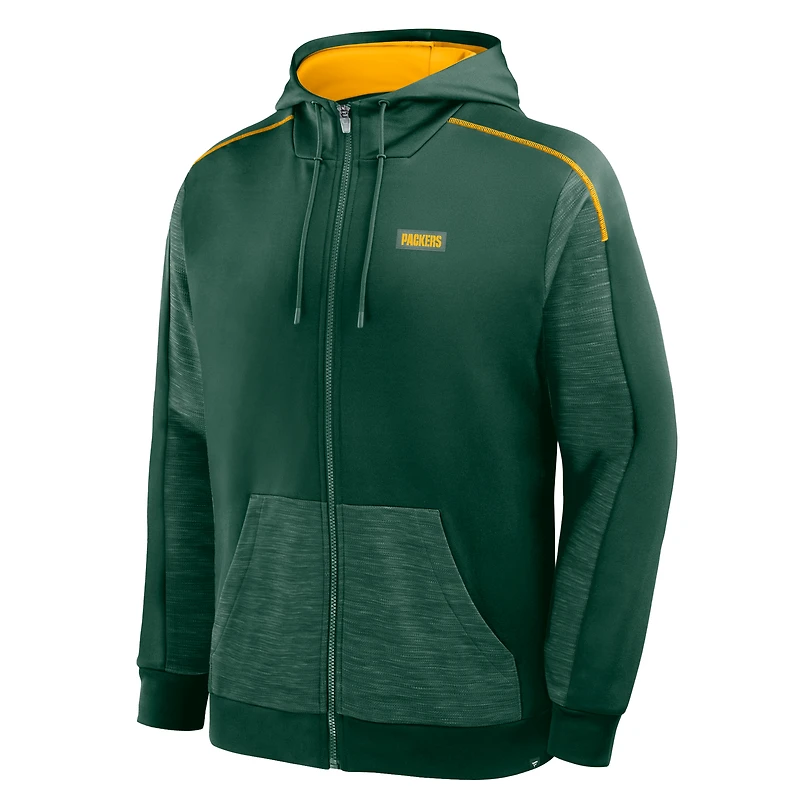 Men's Fanatics Green Bay Packers Checkdown Pass Full-Zip Hoodie