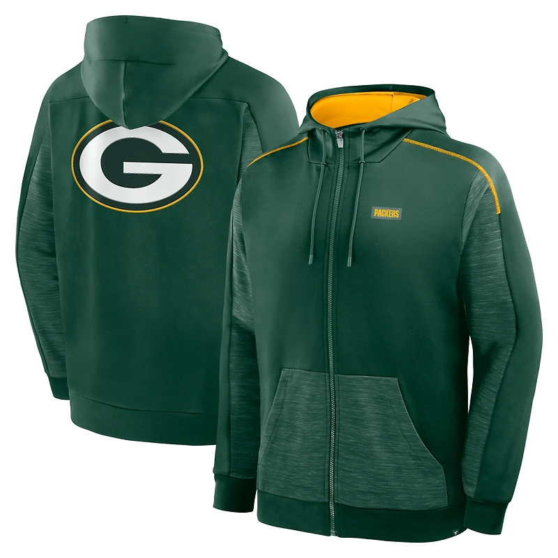 Sweat à capuche zippé complet pour homme Fanatics Green Bay Packers Checkdown Pass