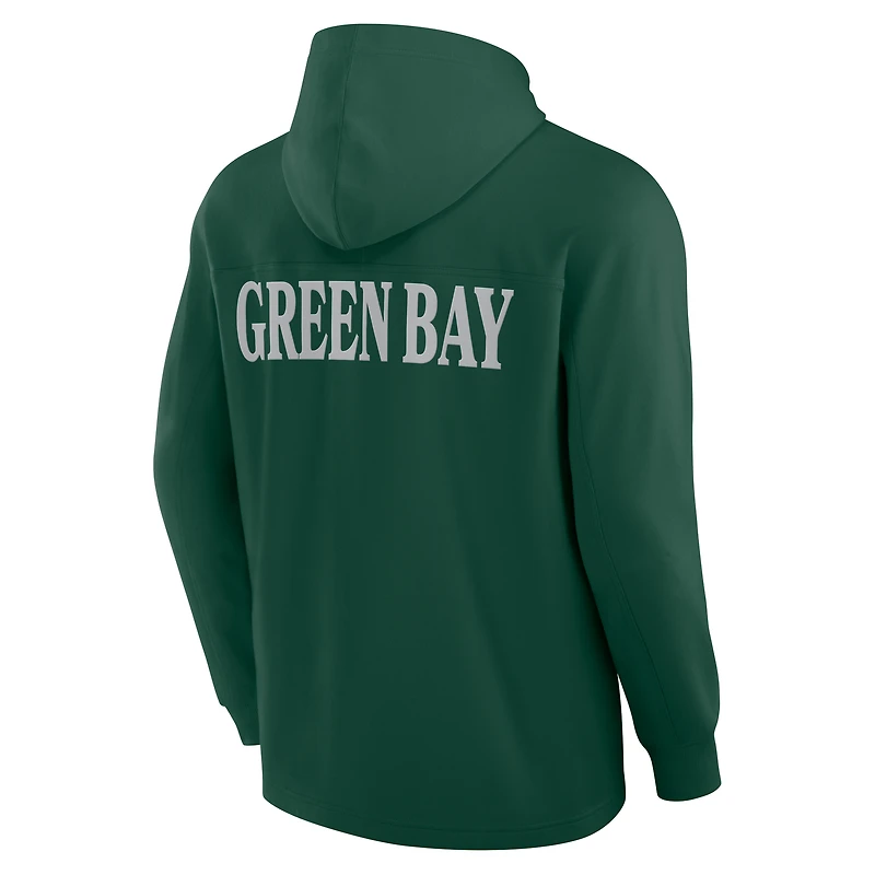 Men's Fanatics Green Bay Packers Elements Blaze Tri-Blend Long Sleeve Hoodie T-Shirt