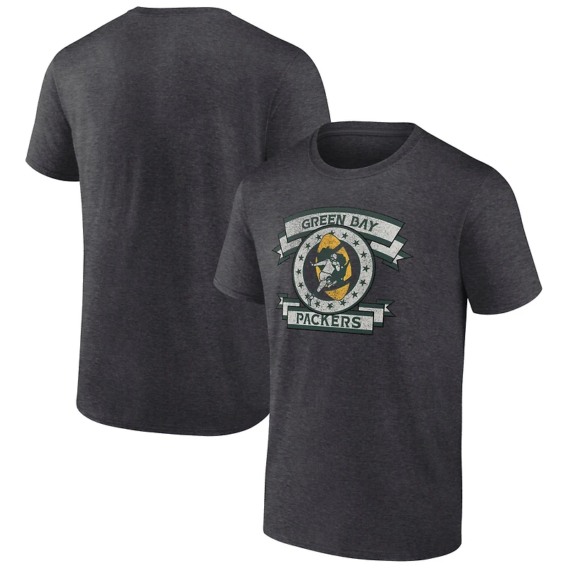 T-shirt Fanatics Heather Charcoal pour homme avec aileron de Green Bay Packers