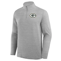 Pull à col zippé Green Bay Packers gris chiné pour homme de Fanatics