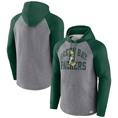 Sweat à capuche enfiler Arch Raglan préféré des Packers de Green Bay gris chiné Fanatics pour hommes