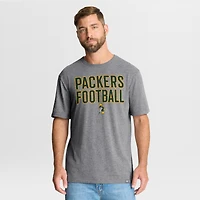 Men's Fanatics Heather Gray Green Bay Packers First Down Tribute Tri-Blend T-Shirt