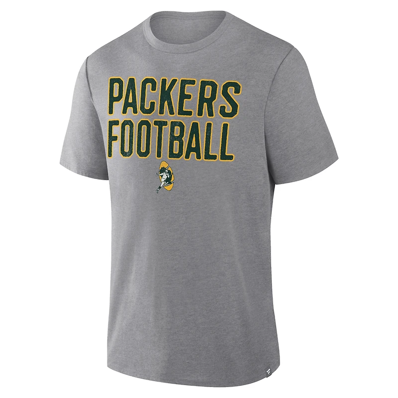 Men's Fanatics Heather Gray Green Bay Packers First Down Tribute Tri-Blend T-Shirt