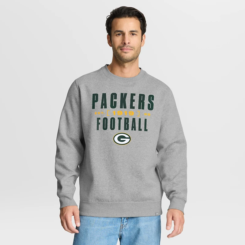 Men's Fanatics Heather Gray Green Bay Packers Powerful Throw Legacy Pullover Sweatshirt