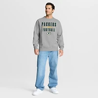 Men's Fanatics Heather Gray Green Bay Packers Powerful Throw Legacy Pullover Sweatshirt