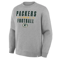 Men's Fanatics Heather Gray Green Bay Packers Powerful Throw Legacy Pullover Sweatshirt