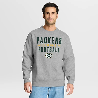 Men's Fanatics Heather Gray Green Bay Packers Powerful Throw Legacy Pullover Sweatshirt