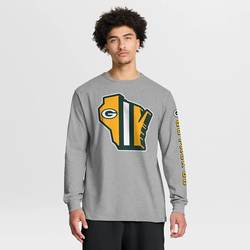 Men's Fanatics Heather Gray Green Bay Packers Sweep Legacy Long Sleeve T-Shirt