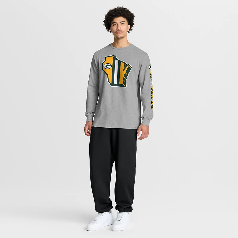Men's Fanatics Heather Gray Green Bay Packers Sweep Legacy Long Sleeve T-Shirt