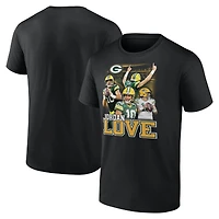 T-shirt graphique pour homme Fanatics Jordan Love Black Green Bay Packers Notorious Player