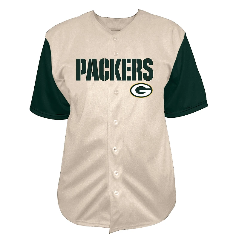 Men's Fanatics Jordan Love Cream Green Bay Packers Big & Tall Baseball Button-Up Shirt