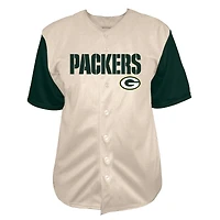 Men's Fanatics Jordan Love Cream Green Bay Packers Big & Tall Baseball Button-Up Shirt