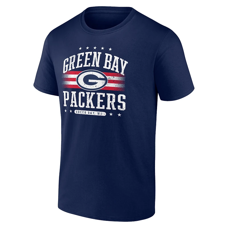 T-shirt Americana Fanatics pour hommes, bleu marine, Green Bay Packers