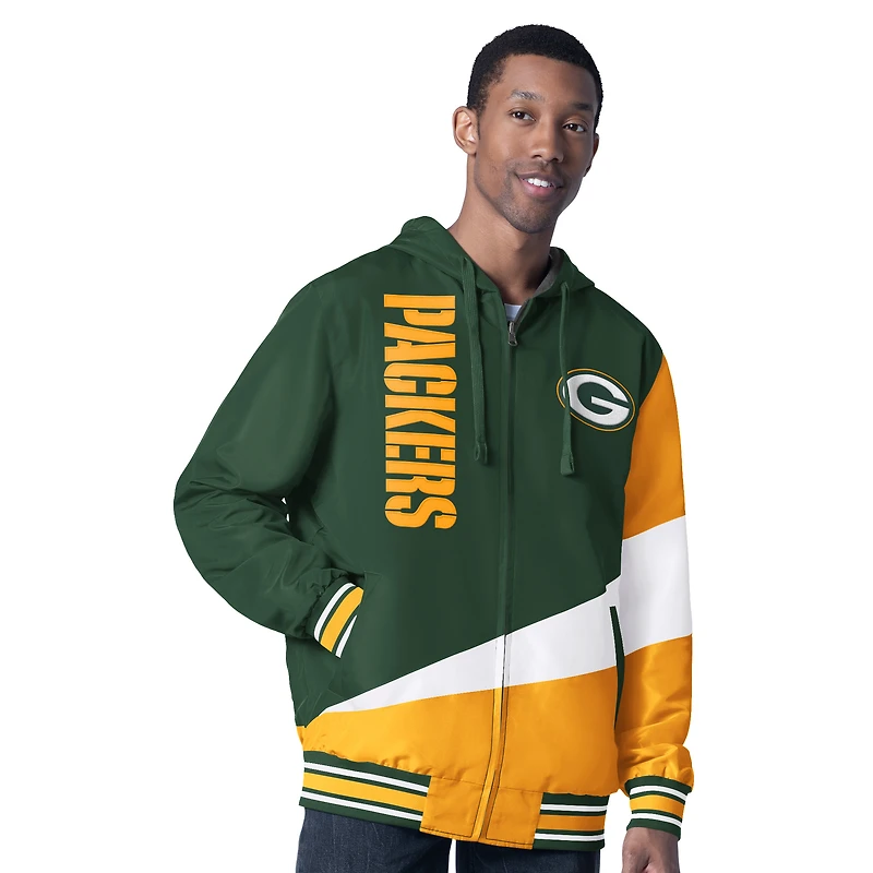 Veste à capuche réversible entièrement zippée G-III Sports by Carl Banks pour homme, vert/anthracite, des Green Bay Packers, Dual Threat