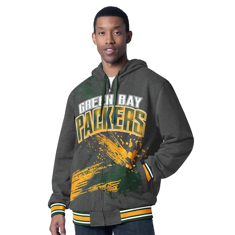 Men's G-III Sports by Carl Banks Green/Charcoal Green Bay Packers Dual Threat Reversable Full-Zip Hooded Jacket