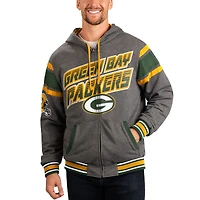 Veste à capuche et fermeture éclair intégrale G-III Sports by Carl Banks pour homme, vert/gris Green Bay Packers Extreme Full Back