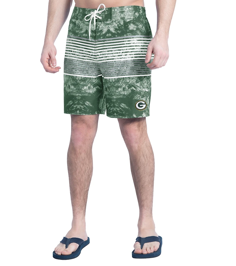Men's G-III Sports by Carl Banks  Green/Gray Green Bay Packers Horizon Volley Swim Shorts