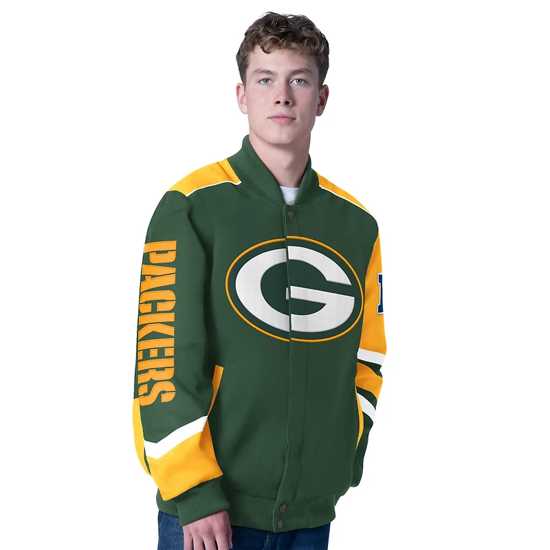 Men's G-III Sports by Carl Banks Green Bay Packers Prime Time Full-Zip Racing Jacket