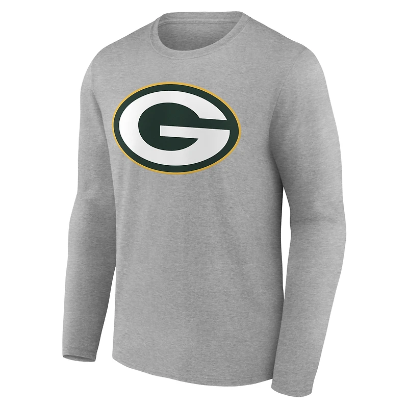 Men's Gray Green Bay Packers Team Authentic Personalized Name & Number Long Sleeve T-Shirt