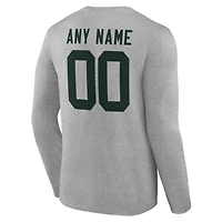 Men's Gray Green Bay Packers Team Authentic Personalized Name & Number Long Sleeve T-Shirt
