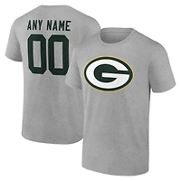 T-shirt authentique personnalisé avec nom et numéro de l'équipe des Green Bay Packers, gris, pour homme